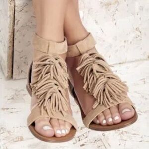 Sole Society Koa Fringed T-Strap Sandal